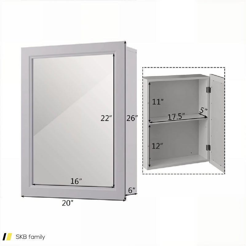 Mirrored Bathroom Medicine Cabinet With Single Door And Adjustable Shelf 240515-229136