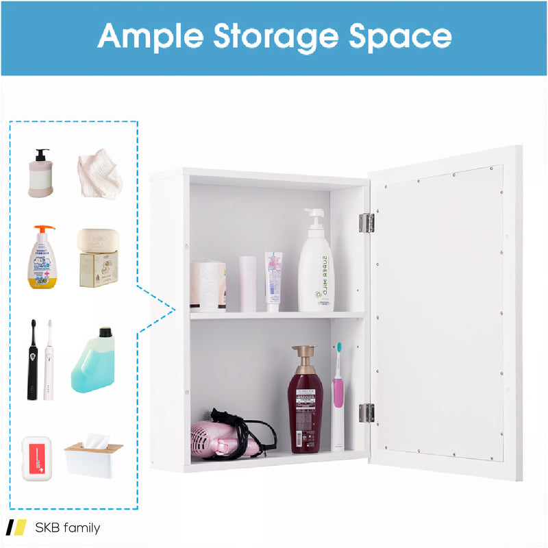 Mirrored Bathroom Medicine Cabinet With Single Door And Adjustable Shelf 240515-229136