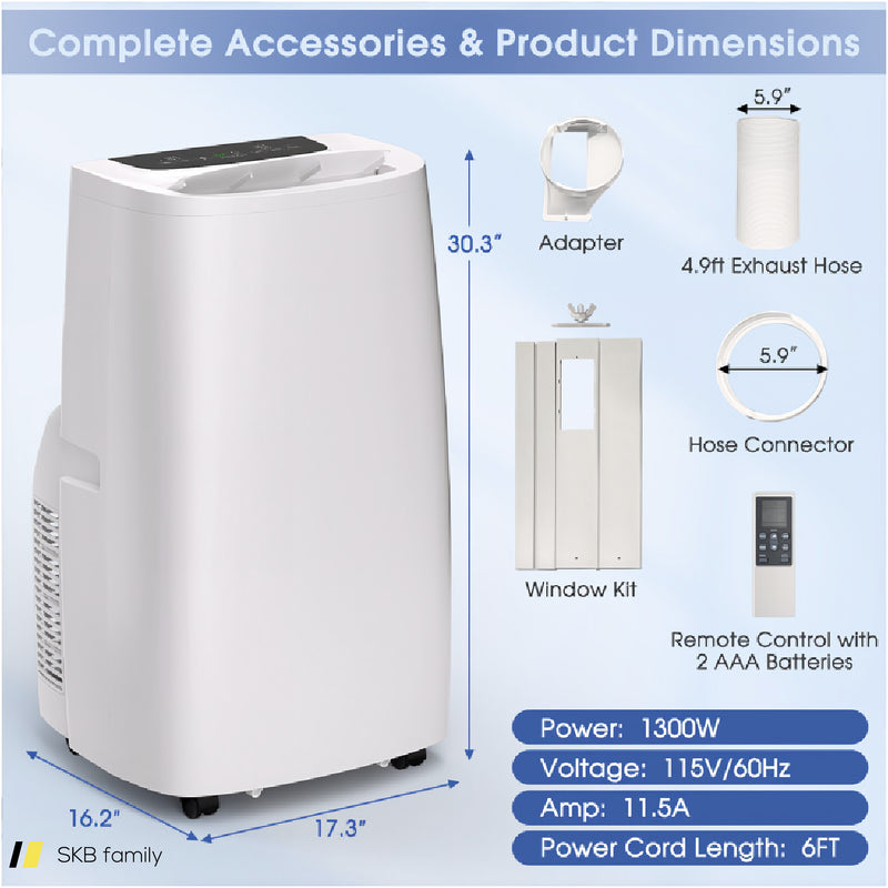 14000 Btu(Ashrae) Portable Air Conditioner With Remote Control 240515-229141