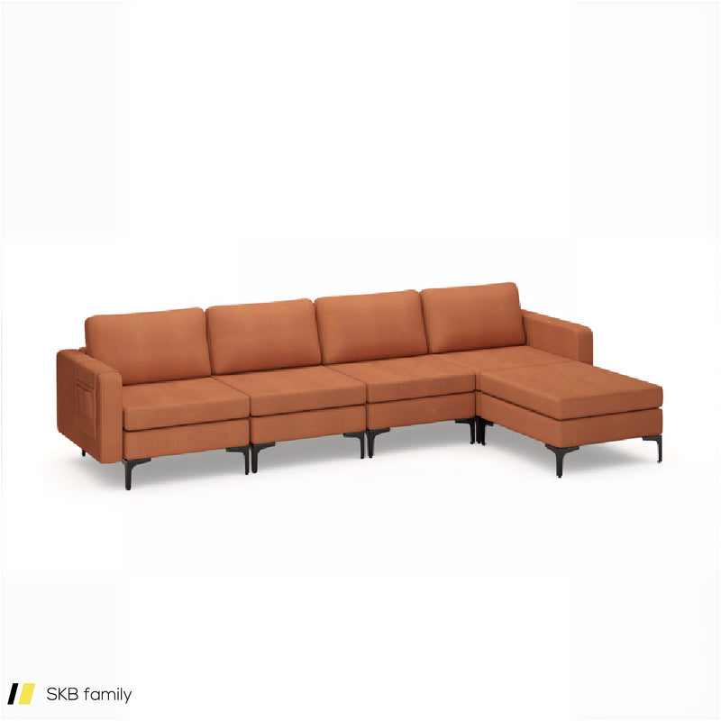 Modular L-Shaped Sectional Sofa With Reversible Ottoman And 2 Usb Ports 240515-229143