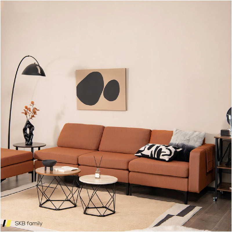 Modular L-Shaped Sectional Sofa With Reversible Ottoman And 2 Usb Ports 240515-229143