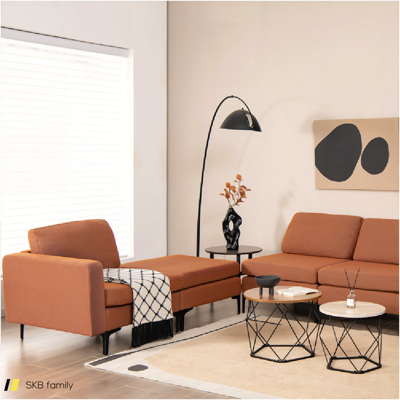 Modular L-Shaped Sectional Sofa With Reversible Ottoman And 2 Usb Ports 240515-229143