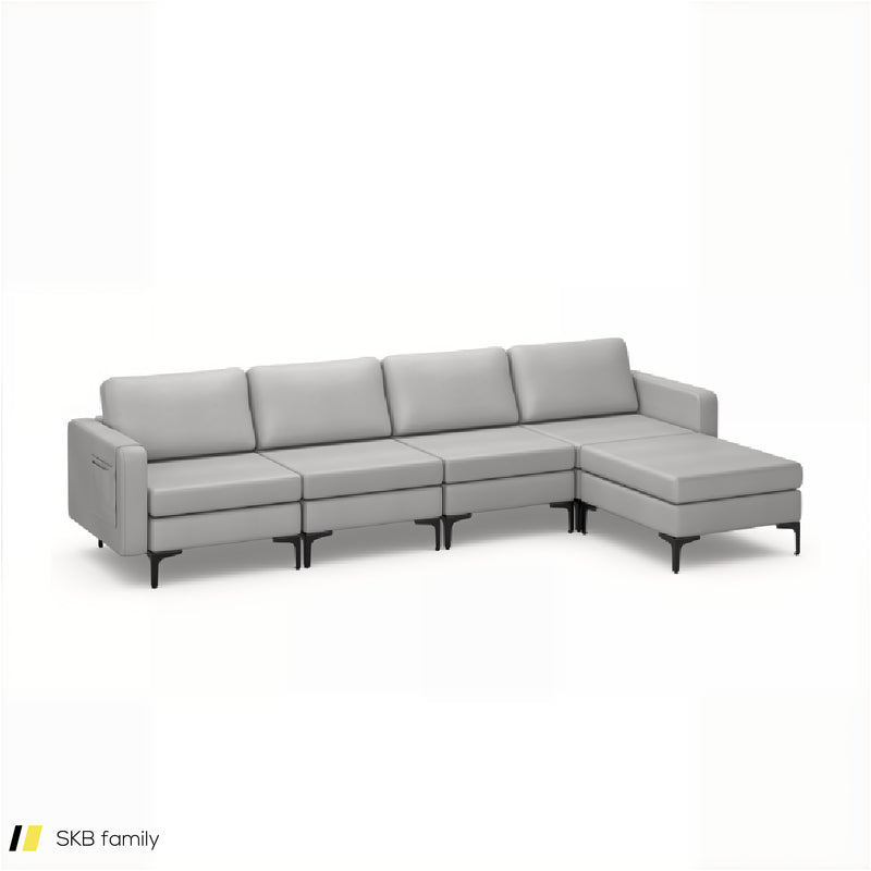 Modular L-Shaped Sectional Sofa With Reversible Ottoman And 2 Usb Ports 240515-229143