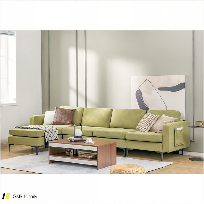 Modular L-Shaped Sectional Sofa With Reversible Ottoman And 2 Usb Ports 240515-229143