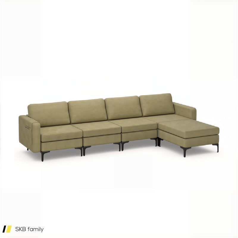 Modular L-Shaped Sectional Sofa With Reversible Ottoman And 2 Usb Ports 240515-229143