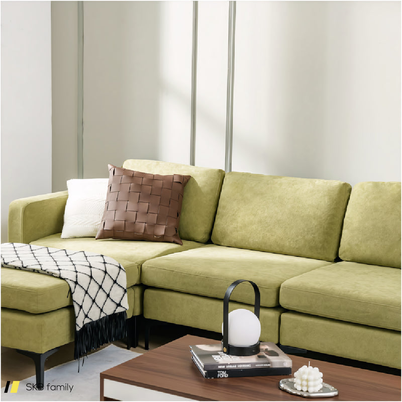 Modular L-Shaped Sectional Sofa With Reversible Ottoman And 2 Usb Ports 240515-229143