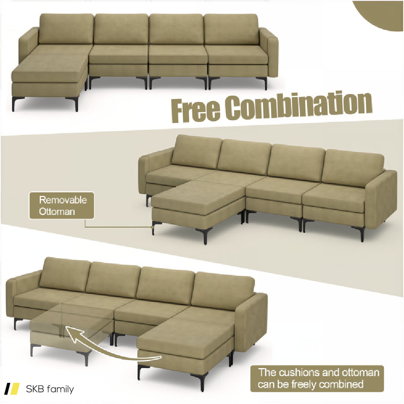 Modular L-Shaped Sectional Sofa With Reversible Ottoman And 2 Usb Ports 240515-229143