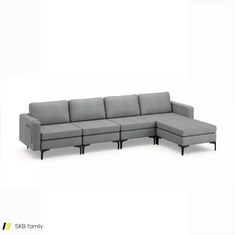 Modular L-Shaped Sectional Sofa With Reversible Ottoman And 2 Usb Ports 240515-229143