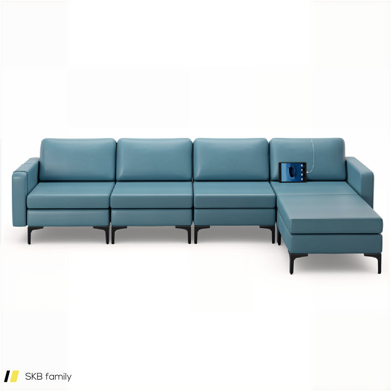 Modular L-Shaped Sectional Sofa With Reversible Ottoman And 2 Usb Ports 240515-229143