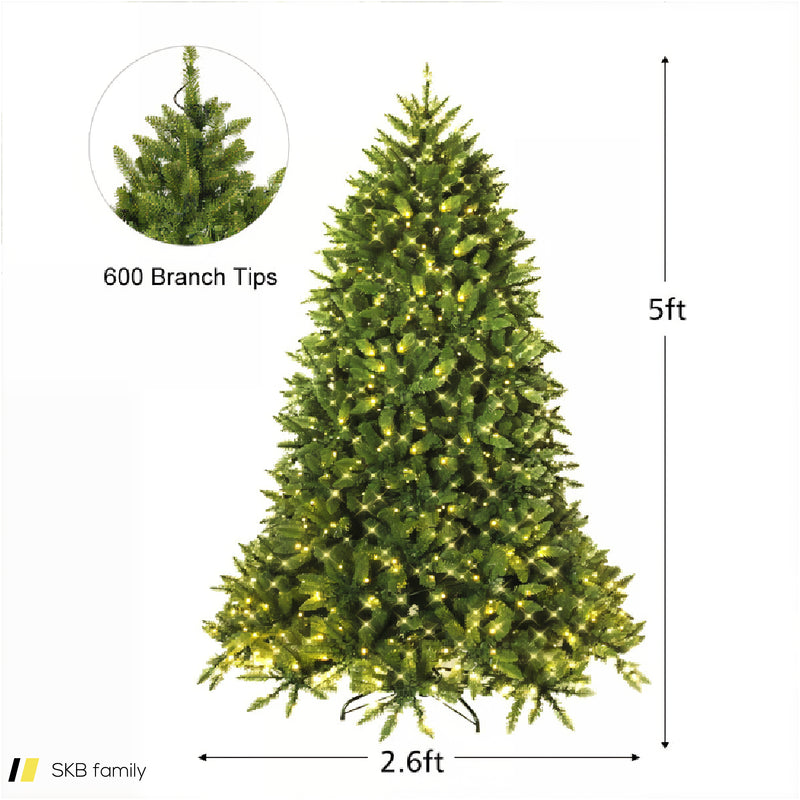 5/6 Feet Artificial Fir Christmas Tree With Led Lights And 600/1250 Branch Tips 240515-229144