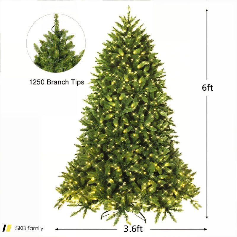 5/6 Feet Artificial Fir Christmas Tree With Led Lights And 600/1250 Branch Tips 240515-229144