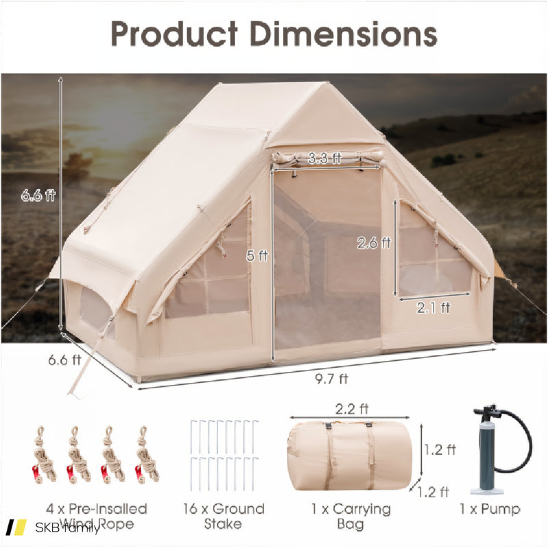 Inflatable Camping Tent 2/4/6 People Glamping Tent For Family Camping With Pump 240515-229147