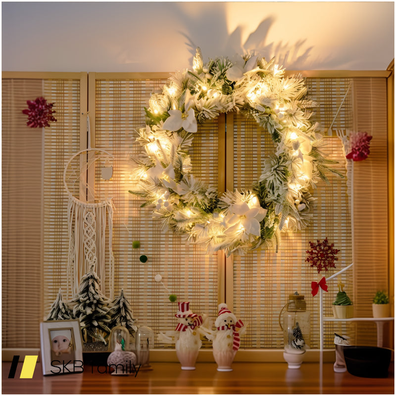 24 Inches Pre-Lit Artificial Christmas Wreath With 50 Led Lights 240515-229148