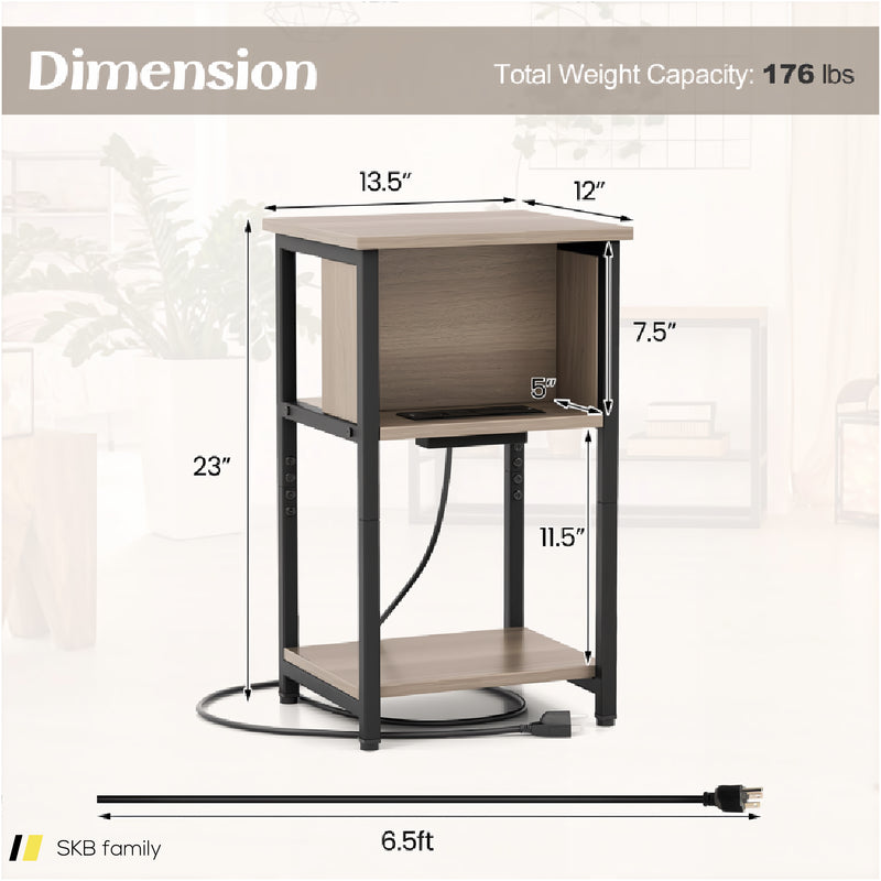 3-Tier End Table With Usb Ports & Power Outlets 240515-229153