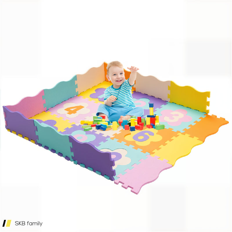 75 Pieces Baby Foam Interlocking Play Mat With Fence With Detachable Numbers 240515-229154