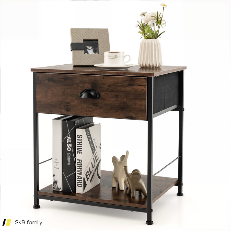 2 Tiers Nightstand With Open Storage Shelf For Living Room, Bedroom 240615-229158