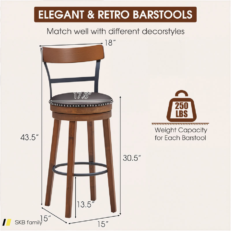 Set Of 2 Swivel Counter Height Bar Stools 240515-229159