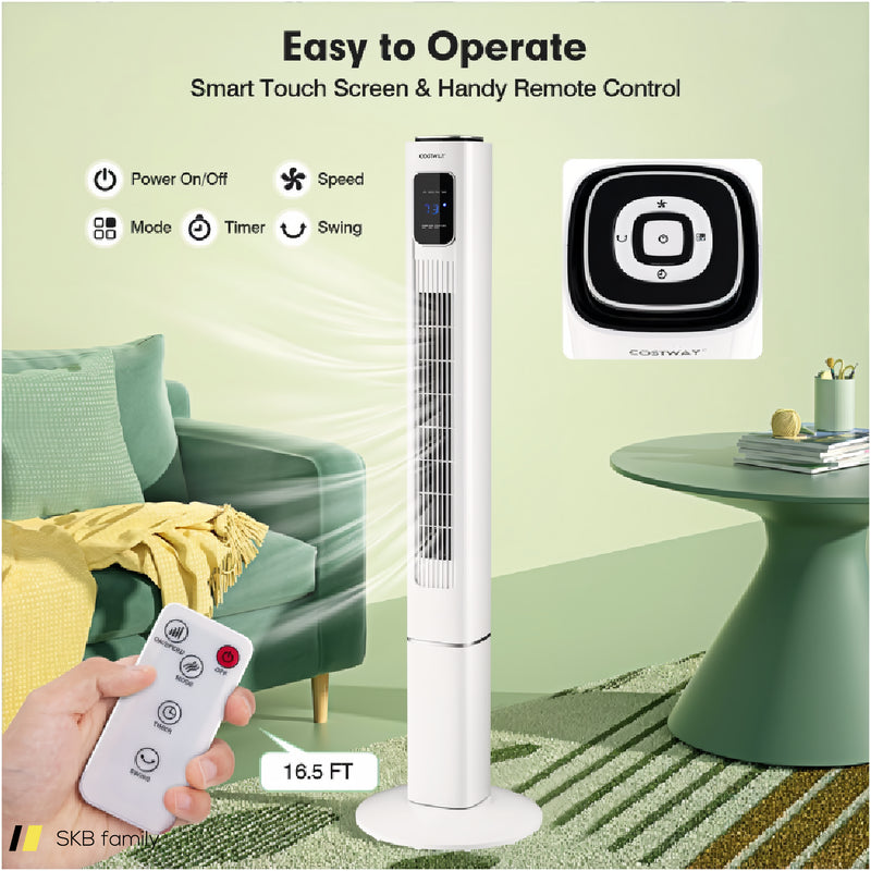 Portable 48 Inch Oscillating Standing Bladeless Tower Fans With 3 Speeds Remote Control 240515-229161