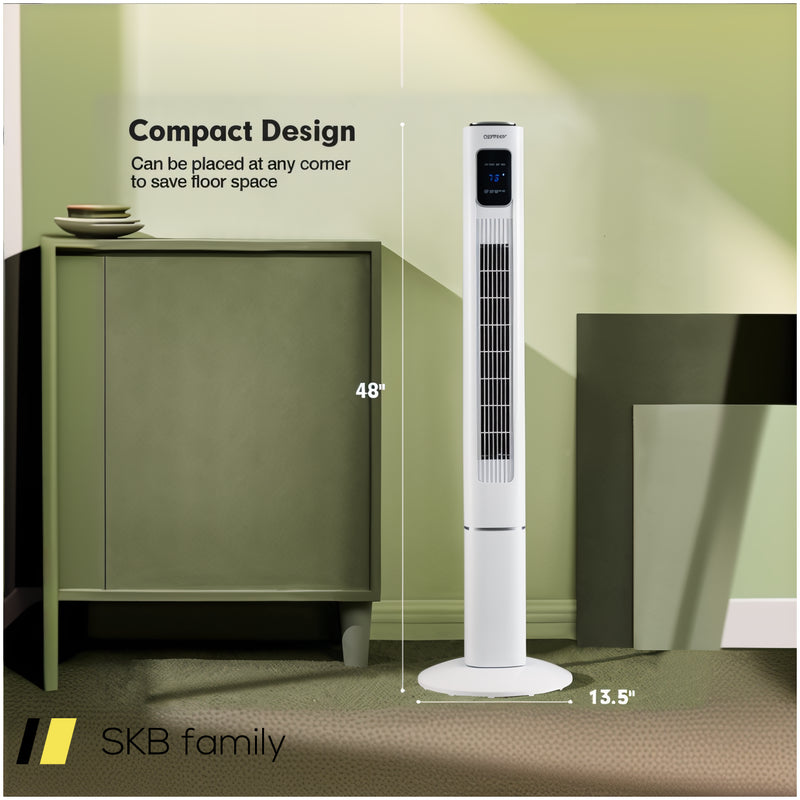 Portable 48 Inch Oscillating Standing Bladeless Tower Fans With 3 Speeds Remote Control 240515-229161