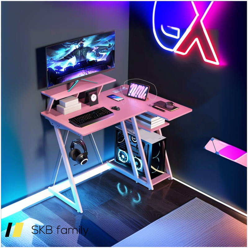 L Shaped Gaming Desk With Outlets And Usb Ports 240515-229168