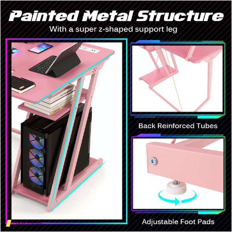 L Shaped Gaming Desk With Outlets And Usb Ports 240515-229168