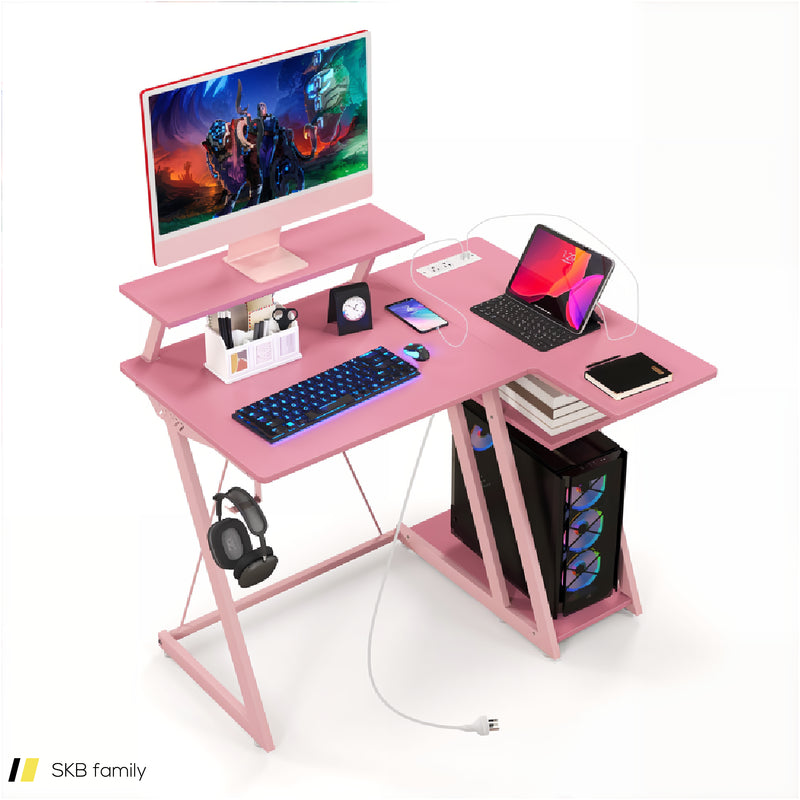 L Shaped Gaming Desk With Outlets And Usb Ports 240515-229168