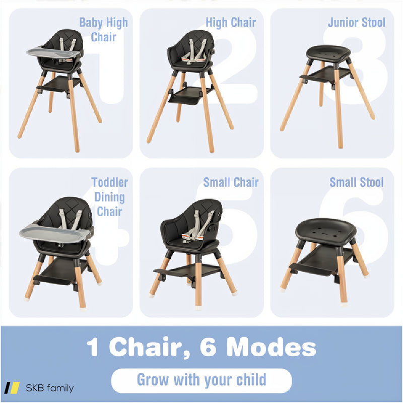 6 In 1 Convertible Highchair With Safety Harness And Removable Tray 240515-229169