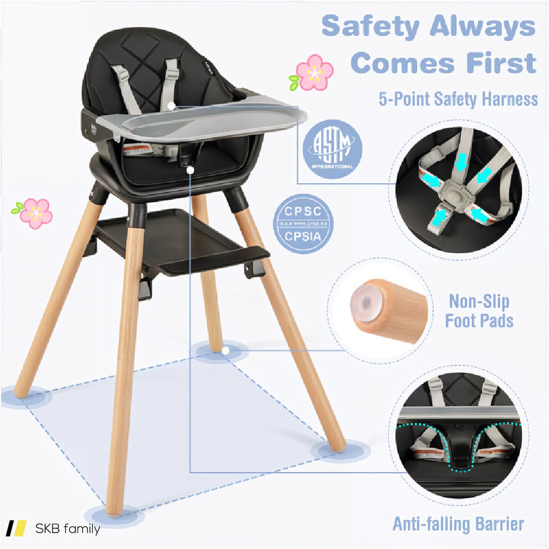 6 In 1 Convertible Highchair With Safety Harness And Removable Tray 240515-229169