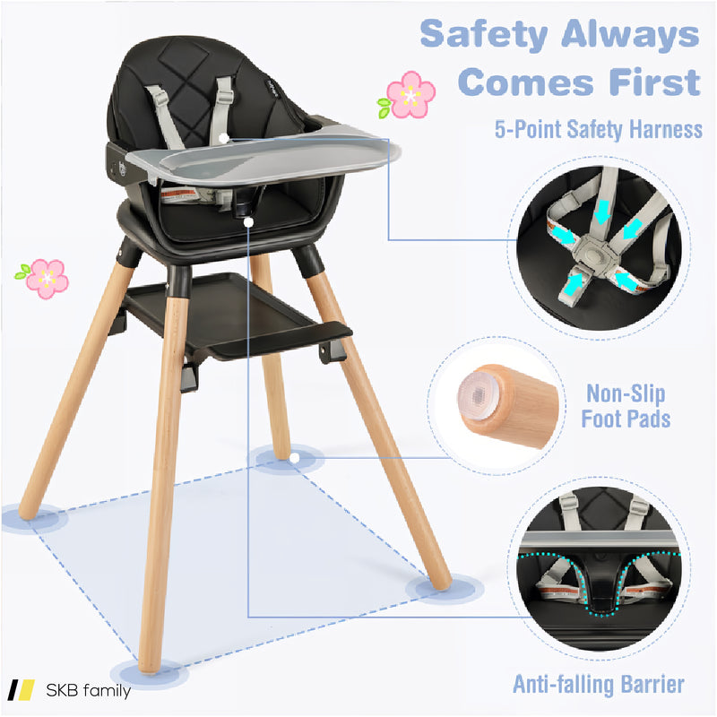 6 In 1 Convertible Highchair With Safety Harness And Removable Tray 240515-229169