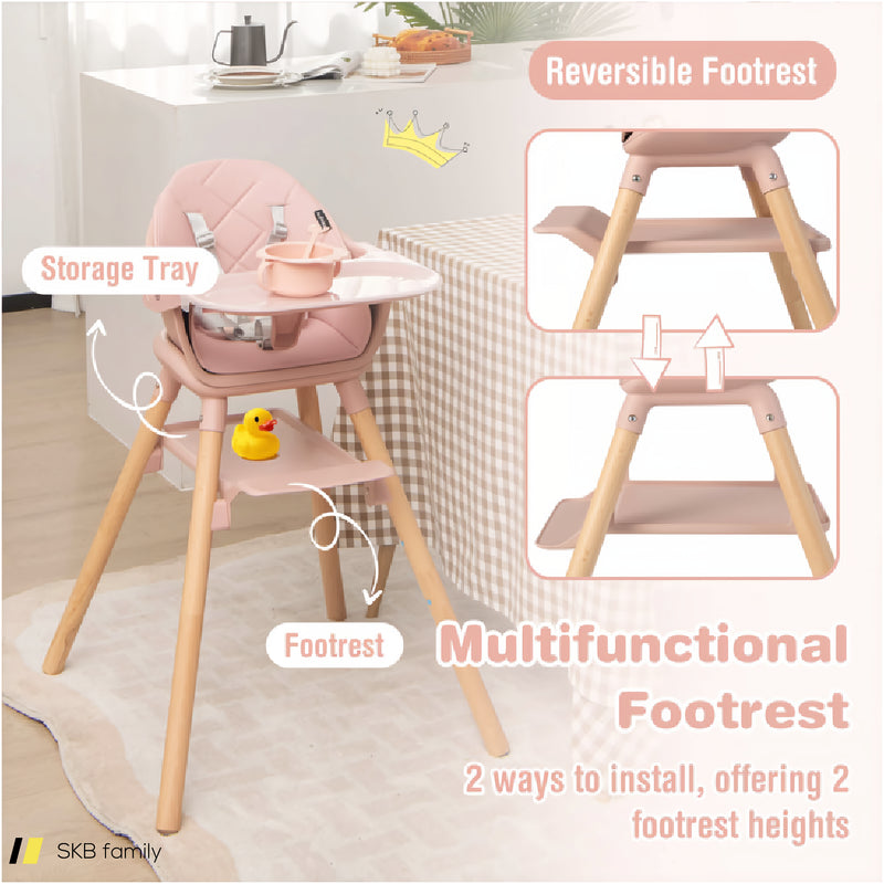 6 In 1 Convertible Highchair With Safety Harness And Removable Tray 240515-229169