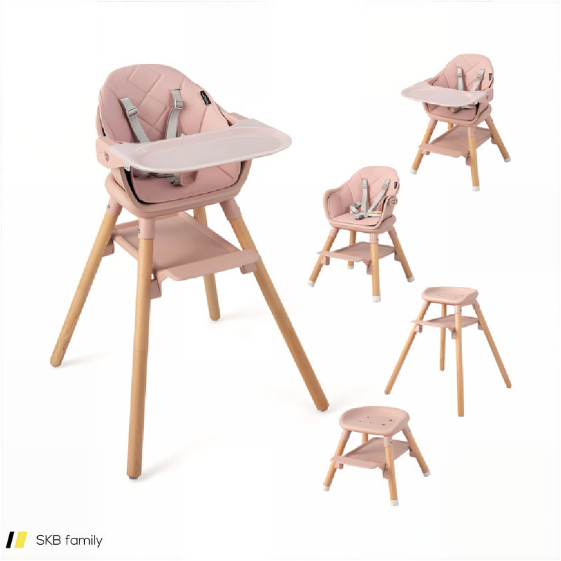 6 In 1 Convertible Highchair With Safety Harness And Removable Tray 240515-229169