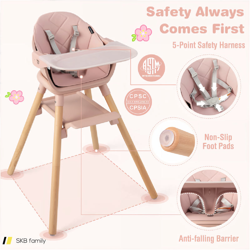 6 In 1 Convertible Highchair With Safety Harness And Removable Tray 240515-229169