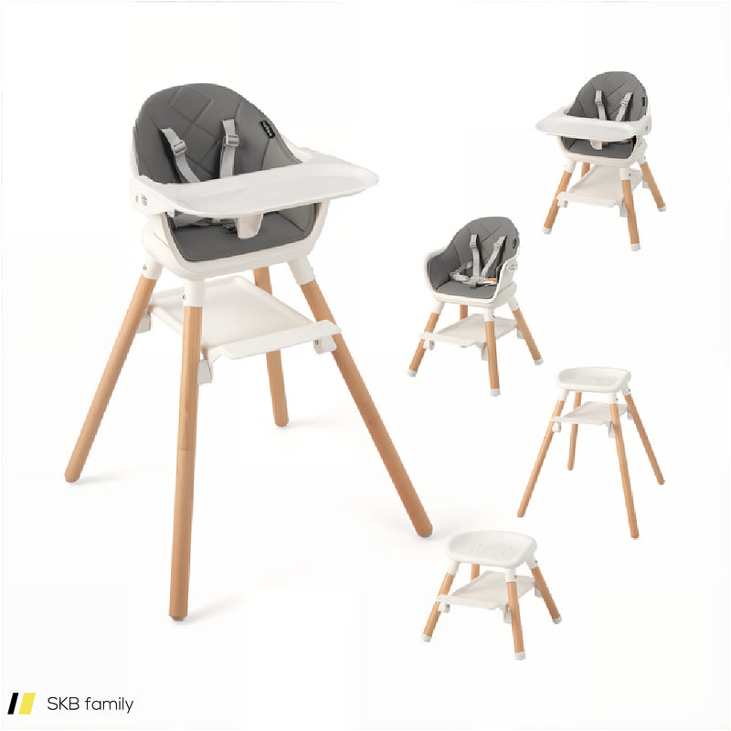 6 In 1 Convertible Highchair With Safety Harness And Removable Tray 240515-229169