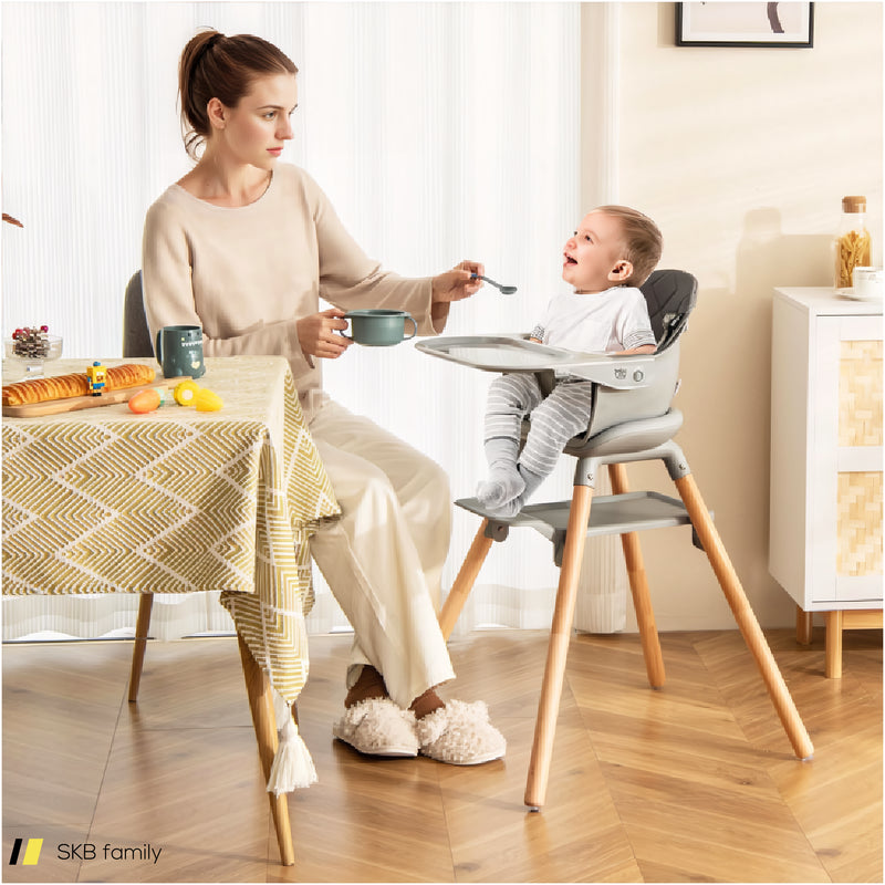 6 In 1 Convertible Highchair With Safety Harness And Removable Tray 240515-229169