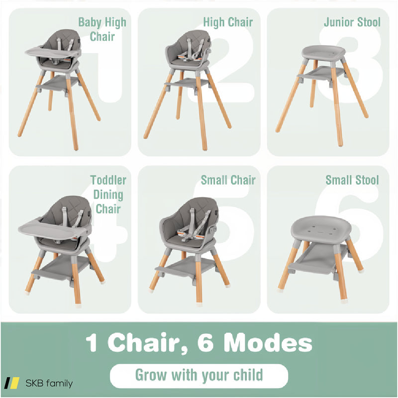 6 In 1 Convertible Highchair With Safety Harness And Removable Tray 240515-229169