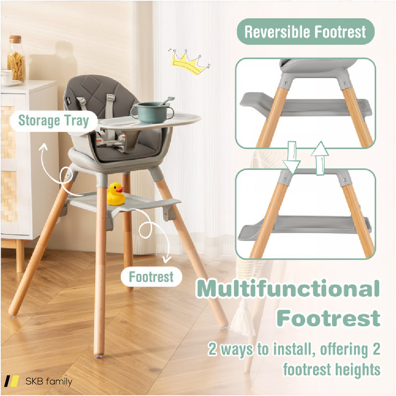 6 In 1 Convertible Highchair With Safety Harness And Removable Tray 240515-229169