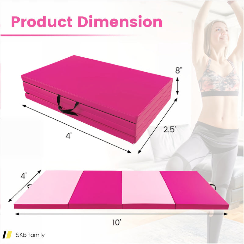 4-Panel Pu Leather Folding Exercise Mat With Carrying Handles 240515-229174