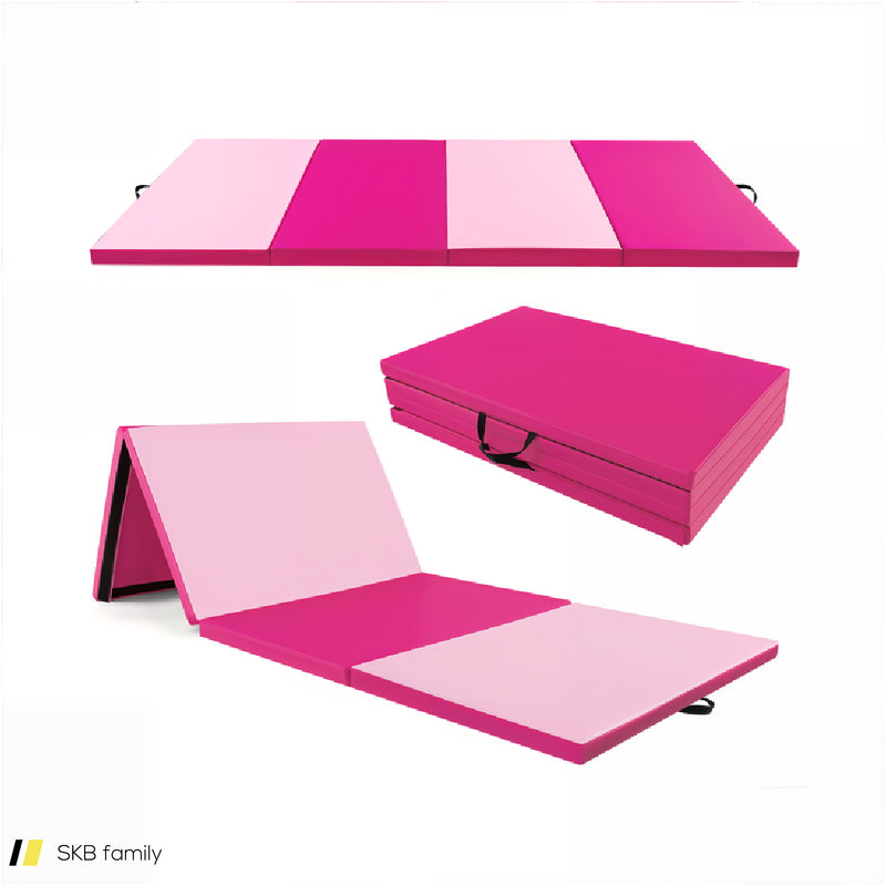 4-Panel Pu Leather Folding Exercise Mat With Carrying Handles 240515-229174