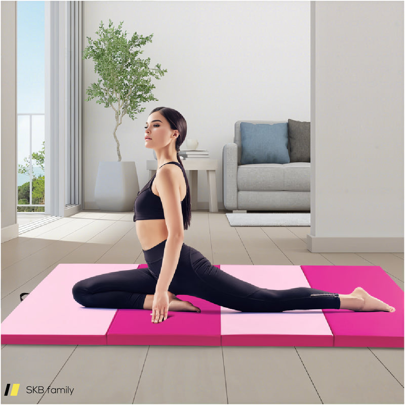 4-Panel Pu Leather Folding Exercise Mat With Carrying Handles 240515-229174