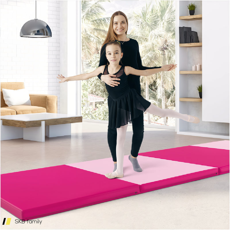 4-Panel Pu Leather Folding Exercise Mat With Carrying Handles 240515-229174