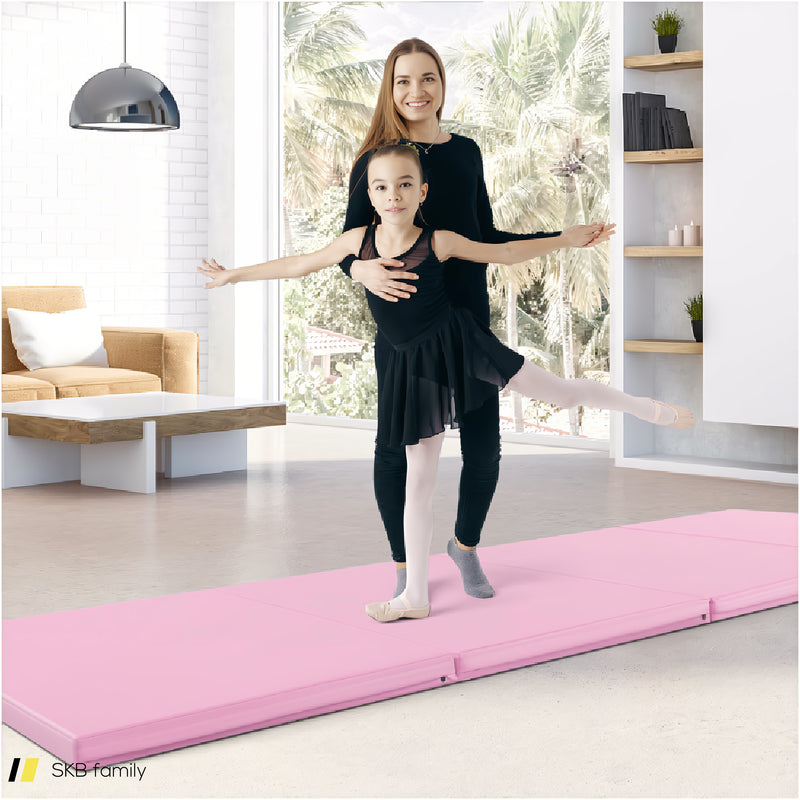 4-Panel Pu Leather Folding Exercise Mat With Carrying Handles 240515-229174