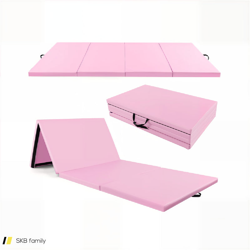 4-Panel Pu Leather Folding Exercise Mat With Carrying Handles 240515-229174