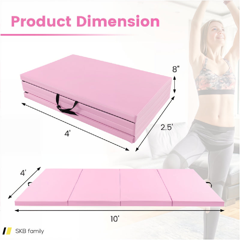 4-Panel Pu Leather Folding Exercise Mat With Carrying Handles 240515-229174