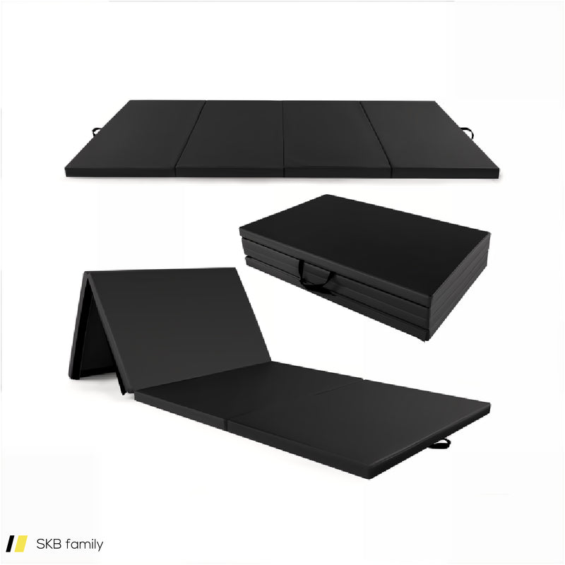 4-Panel Pu Leather Folding Exercise Mat With Carrying Handles 240515-229174