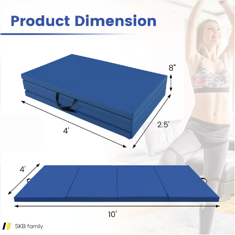 4-Panel Pu Leather Folding Exercise Mat With Carrying Handles 240515-229174