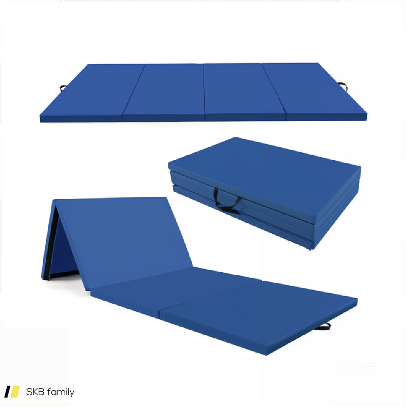 4-Panel Pu Leather Folding Exercise Mat With Carrying Handles 240515-229174