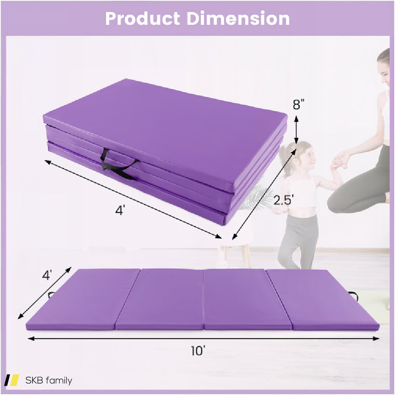 4-Panel Pu Leather Folding Exercise Mat With Carrying Handles 240515-229174