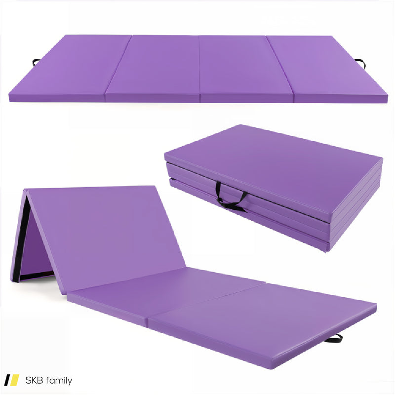 4-Panel Pu Leather Folding Exercise Mat With Carrying Handles 240515-229174