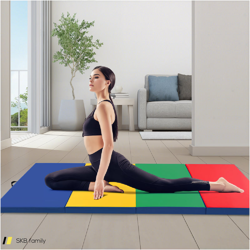 4-Panel Pu Leather Folding Exercise Mat With Carrying Handles 240515-229174