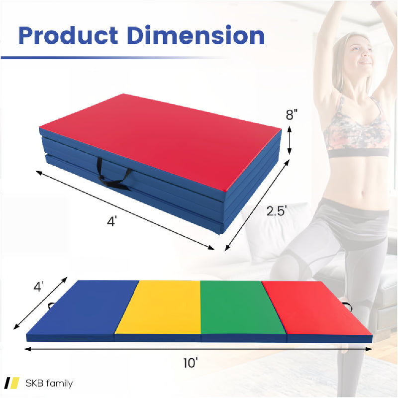 4-Panel Pu Leather Folding Exercise Mat With Carrying Handles 240515-229174